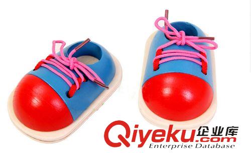 绕珠/串珠/穿绳类/ 儿童早教益智类木制玩具 穿绳鞋子宝宝学系鞋带3-6岁