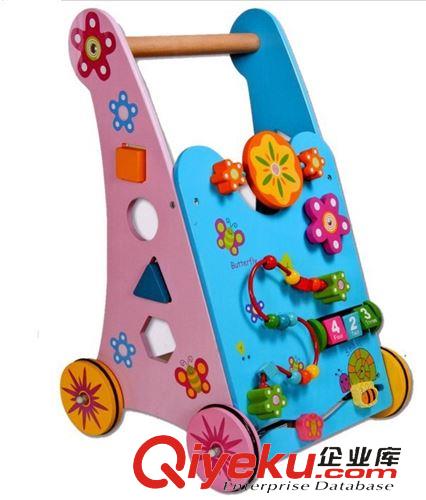 学步车/行李箱/摇摇马 外贸出口 益智木制玩具 彩色多功能游戏 学步车手推车 BGH11021