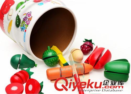 2015年新品 凯烨木制桶装水果切切看 QQ-3210 益智动手玩具过家家玩具批发