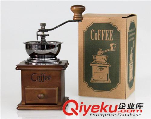 日用品 复古原木手摇咖啡豆磨豆机 家用手动研磨机粉碎机 小型磨粉咖啡机