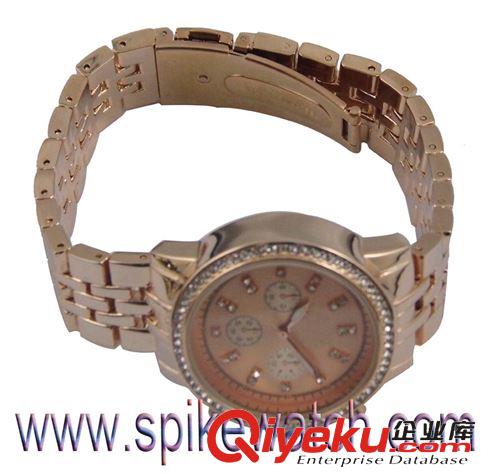 加工定制金属表 手表厂家镶钻手表 礼品表 欧美热销金属手表 三针镶钻玫瑰金手表
