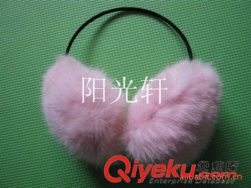 兔毛耳套超细架子 浅粉色兔毛耳套耳罩耳暖耳包耳罩 出口日韩