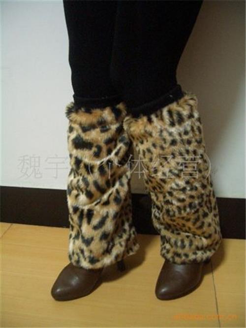 仿毛腿套靴套 日韩流行 豹纹腿套靴套袜套 40厘米
