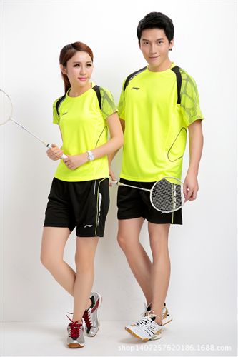 羽毛球服 2014新款 短袖羽毛球服 男女情侣装 套装 透气速干运动球服1079