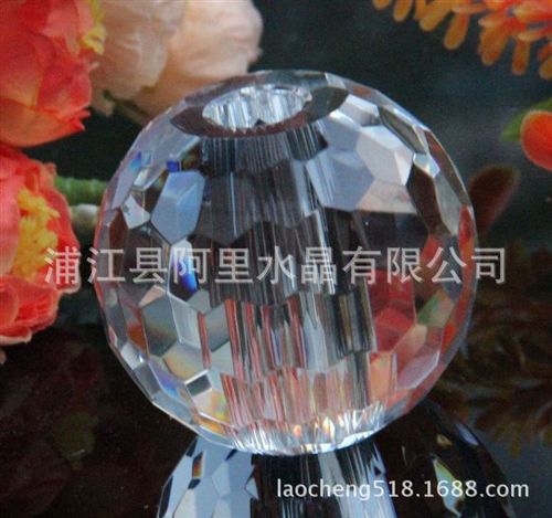 水晶球气泡球系列 晶韵091透明蜂窝切面水晶玻璃球40-200mm 孔径大小可定制