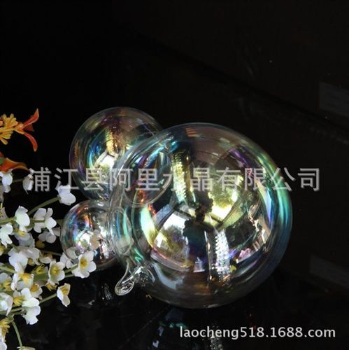空心球系列 晶韵006供应新款七彩空连体空心玻璃球圣诞装饰空心球