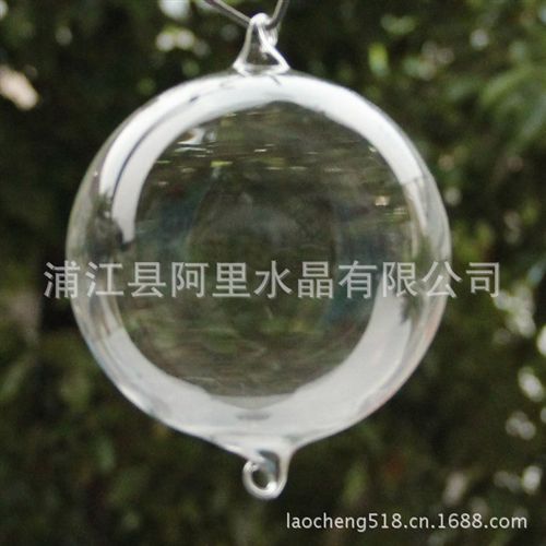 空心球系列 透明双钩空心玻璃吊球 人工吹制 用于婚庆装饰