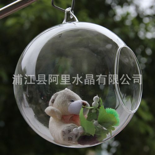 空心球系列 透明双钩空心玻璃吊球 人工吹制 用于婚庆装饰