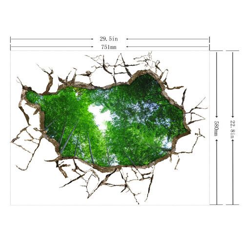 3D画 3D(绿树林1)墙贴壁纸 卧室 客厅 电视 沙发背景高清自粘贴纸