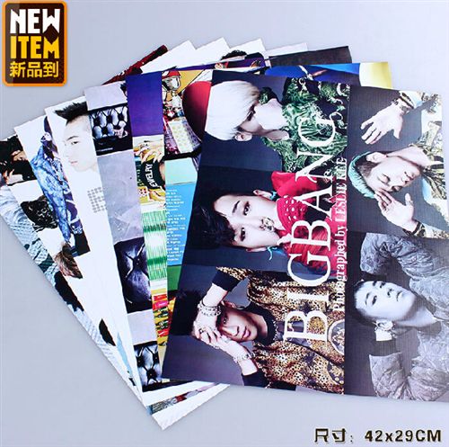 纸品类 明星海报 42*29CM8张压纹套装海报批发 BIGBANG组合权志龙