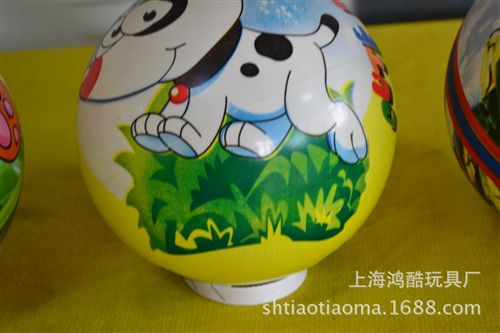 单印球 上海鸿酷供应22cm卡通充气玩具球 弹力球 Pvc充气球 单印球