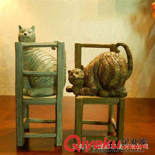 书房饰品类目分类 《卡提娜》katina 欧式外单 小猫坐椅子 动物书夹工艺品