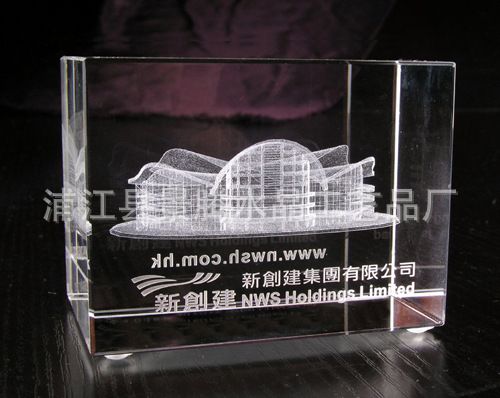 水晶商务庆典礼品 定制定做立体logo人物/楼模/船模模型3D激光内雕水晶工艺品