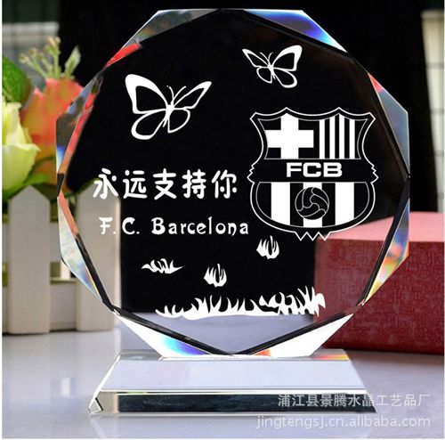 水晶体育用品 皇马曼联巴萨拜仁ac米兰球迷礼品纪念品球迷用品水晶球迷用品