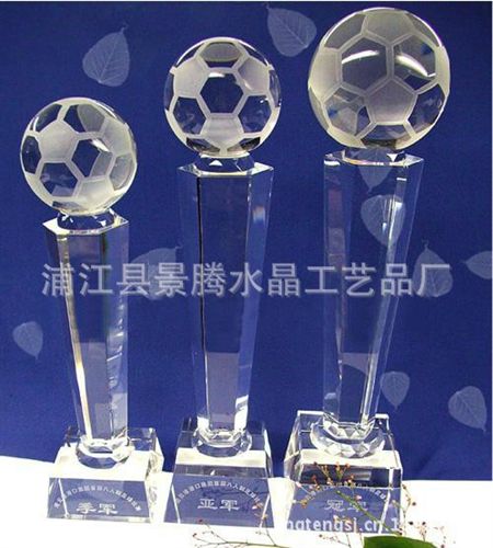 水晶体育用品 足球奖杯 足球篮球排球比赛颁奖用品 运动会体育比赛水晶奖杯