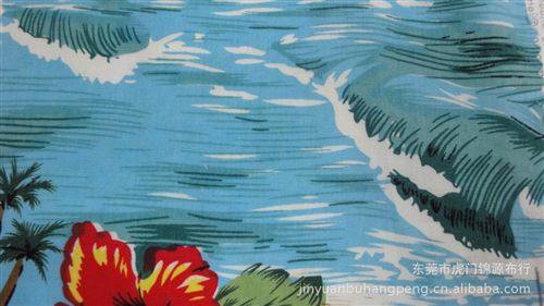 棉布活性印花 全棉活性印花面料 全棉府绸印花布夏威夷系类小岛图案