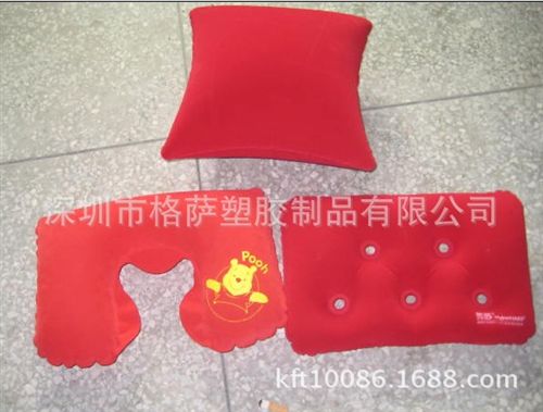 1、充气枕头、抱枕、颈枕 供应充气PVC植绒枕 可以定制颜色 印刷LOGO