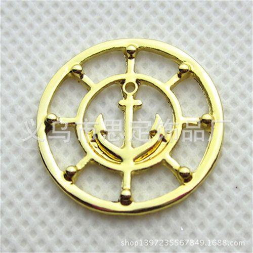 Floating plates  配玻璃锁片片 diy饰品配件 金色玻璃锁吊坠圆片 anchor floating charms plate