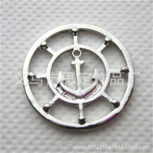 Floating plates  配玻璃锁片片 diy饰品配件 金色玻璃锁吊坠圆片 anchor floating charms plate原始图片2