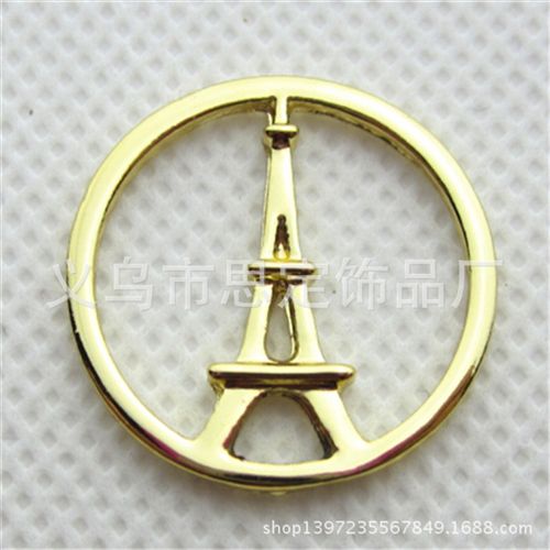 Floating plates  配玻璃锁片片 diy饰品配件 金色玻璃锁吊坠圆片 Eiffel Tower floating plate