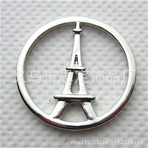 Floating plates  配玻璃锁片片 diy饰品配件 金色玻璃锁吊坠圆片 Eiffel Tower floating plate