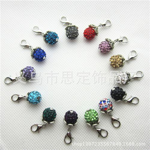 配龙虾扣小配件 diy饰品配件龙虾扣小吊坠白色钻球floating locket dangle charms