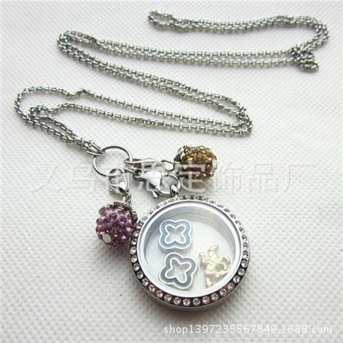 配龙虾扣小配件 diy饰品配件龙虾扣小吊坠白色钻球floating locket dangle charms