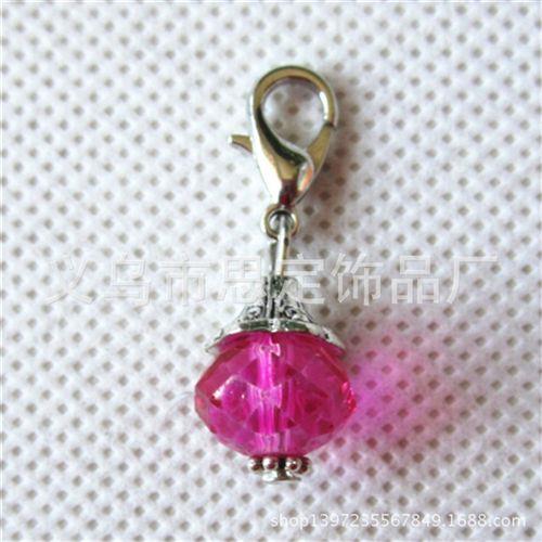 配龙虾扣小配件 diy饰品配件龙虾扣小配件玫红色水晶挂件 floating locket charm