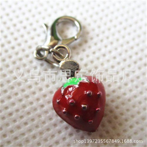 配龙虾扣小配件 diy饰品配件 龙虾扣小吊坠 3d草莓小挂件 dangle charms