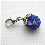 配龙虾扣小配件 diy饰品配件 龙虾扣小吊坠 宝蓝色钻球 吊坠小挂件dangle charm