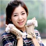 按材质分 2015新款韩版女士可爱兔毛半指女士手套 秋冬保暖上网兔毛手套