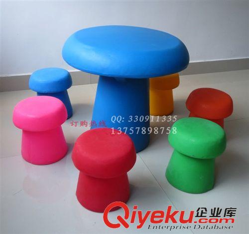 幼教学习 -桌椅  环保儿童塑料圆桌*创意蘑菇桌凳*儿童学习桌椅 幼儿圆形桌椅