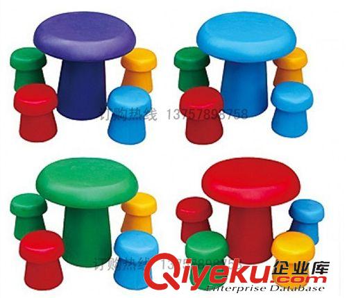 幼教学习 -桌椅  环保儿童塑料圆桌*创意蘑菇桌凳*儿童学习桌椅 幼儿圆形桌椅