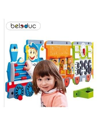辅助玩具 德国贝乐多beleduc亲子园墙面游戏艾拉智慧列车火车墙面操作板