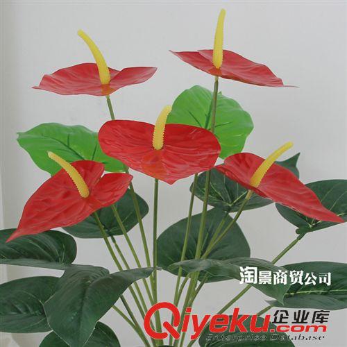 仿真植物品名分类 供应仿真植物 小盆景盆栽 家居装饰仿真花卉 假花批发 5头小红掌原始图片2