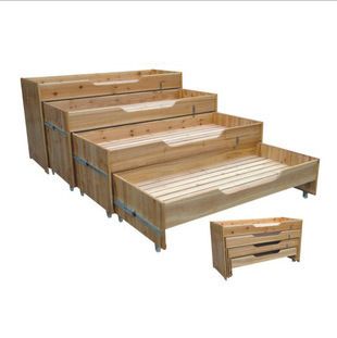 儿童床 【tj】幼儿园床 木制幼儿儿童床 香杉木四层推拉床 组合床