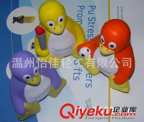 PU动物 厂家生产PU企鹅 可贴印LOGO促销礼品 PU发泡工艺品