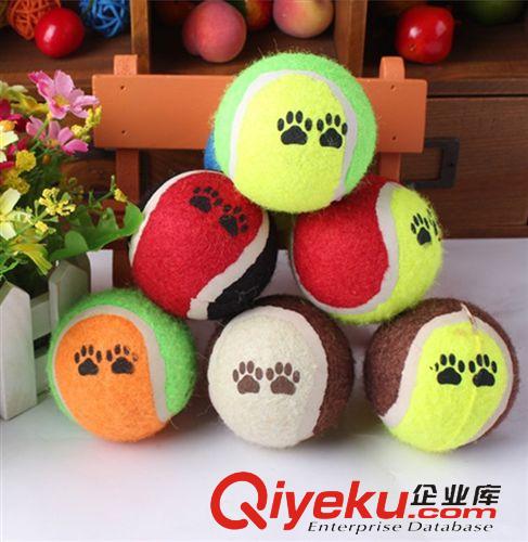 宠物玩具 狗狗玩具网球 没弹力 含脚印型宠物网球 无弹性网球 6.5cm