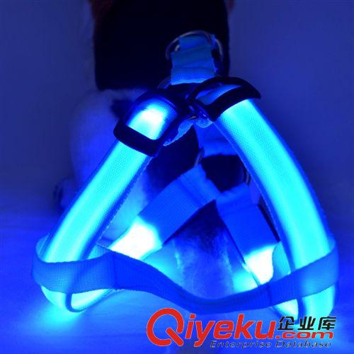 宠物牵引工具/训狗用品 宠物用品 LED发光狗胸背带 中大型犬夜光狗绳 狗背带厂家直销