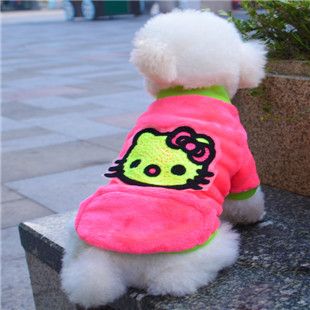 2014 8月新款 热销宠物狗衣服 法兰绒卡通秋冬卫衣 口袋装 KT猫叮铛猫