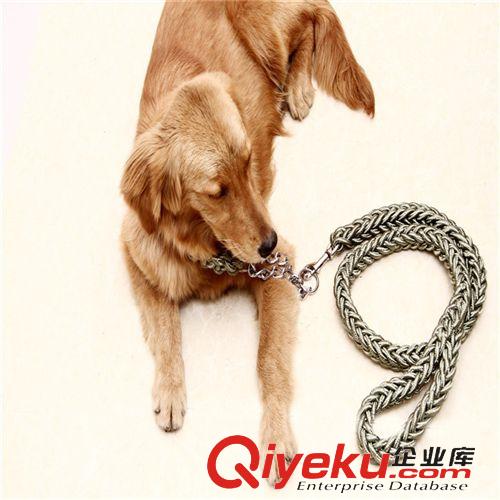 宠物牵引绳项圈 宠物用品 牵引带八股编织带项圈大型狗狗绳链子 S号 直径1.5cm
