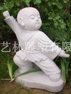 艺林石雕 【艺林雕塑】厂家定做 景观雕塑 悠闲小和尚雕塑