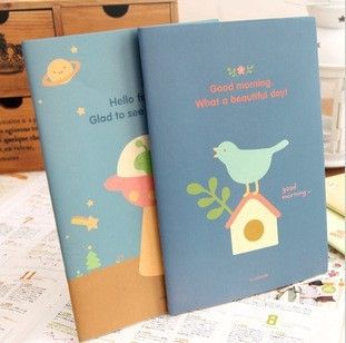 日韩流行本册 韩版可爱笔记本 猫咪小鸟松鼠小女孩A5横线软抄本 本子