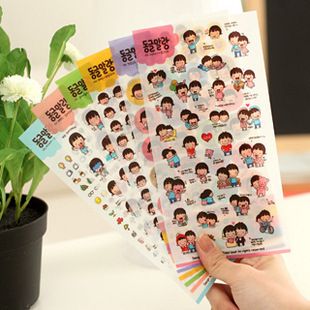 日用百货 韩国贴纸 透明装饰贴纸+纸质贴纸 童真年代6张一套