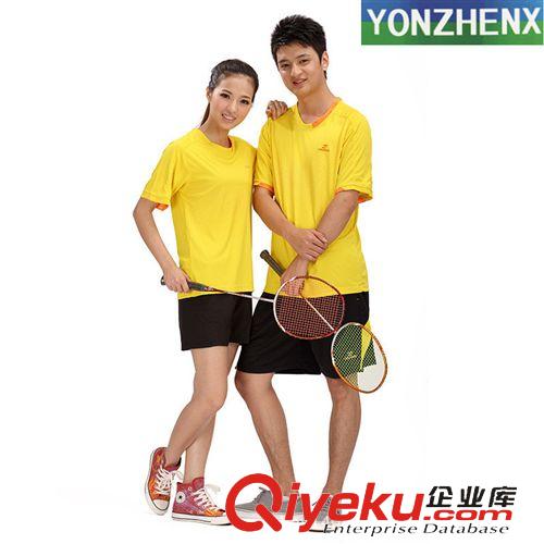 羽毛球服 zpYONZHENX羽毛球比赛服  黄色 情侣羽毛球服 套装 厂家直销