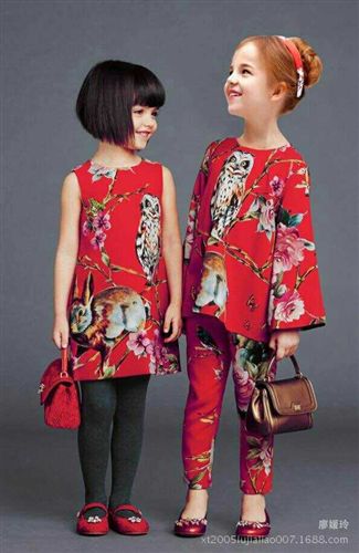 gd品质公主裙 礼服（专柜同步） 2015夏季新款 女生民族风 印花图案大红色二件套 真丝雪纺套