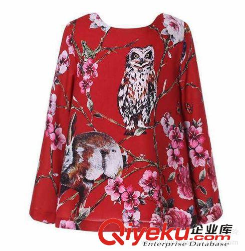 gd品质公主裙 礼服（专柜同步） 2015夏季新款 女生民族风 印花图案大红色二件套 真丝雪纺套
