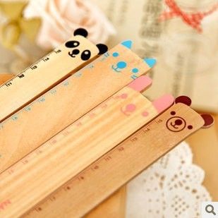 尺子 华丰 创意文具 超萌可爱动物木制尺子 熊猫造型直尺木质尺 批发
