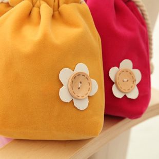 布艺包类 T 创意清新可爱小花抽拉式束口袋 糖果色收纳袋 40g