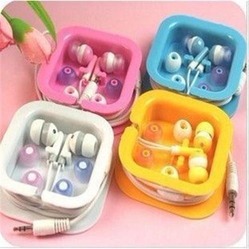 手机电脑周边 韩国时尚糖果色方盒耳机 入耳式 防噪音MP3耳机电脑耳塞 30g